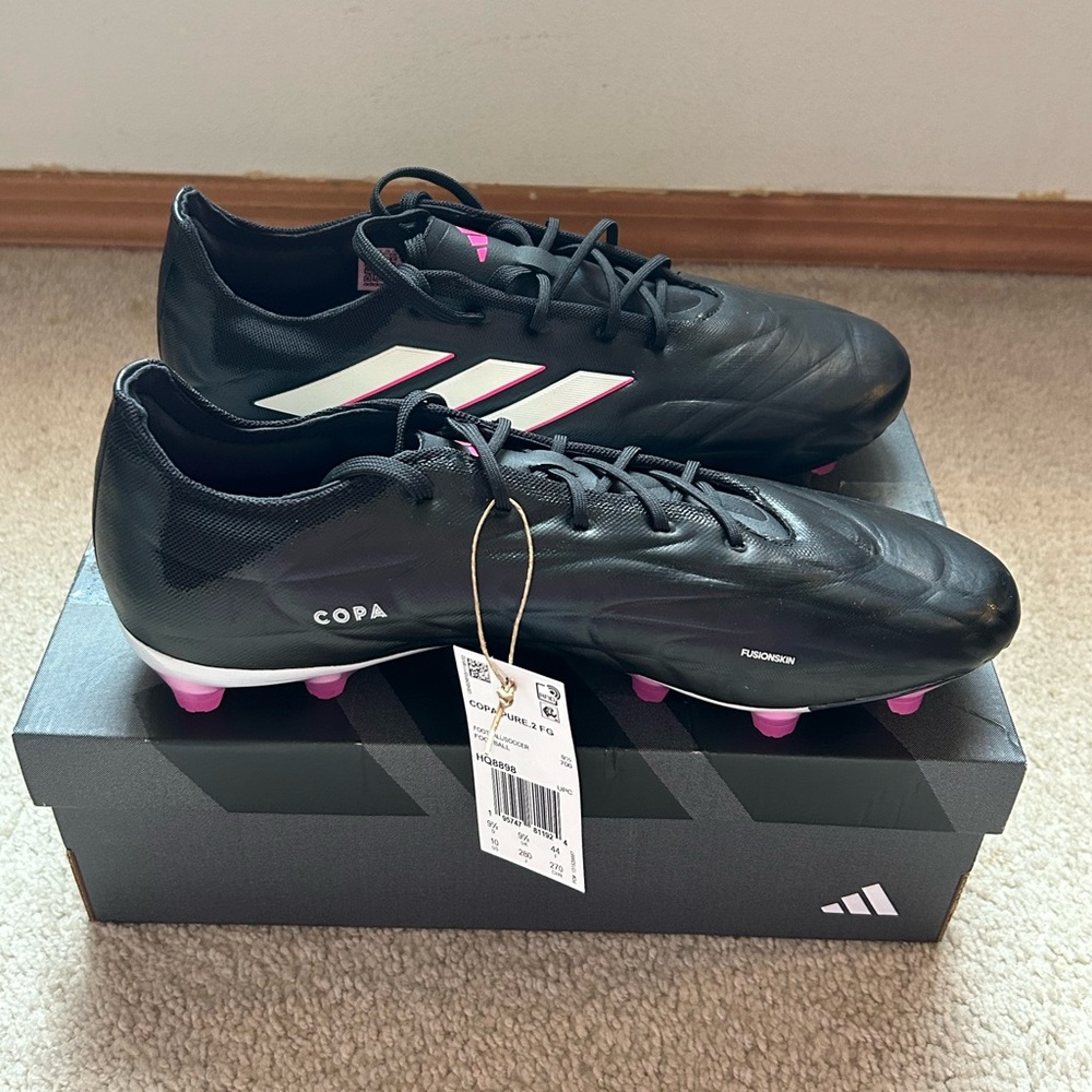 Adidas Copa Pure. 2 FG Leather Soccer Cleats Black/Pink Sz 10 Limited Edition